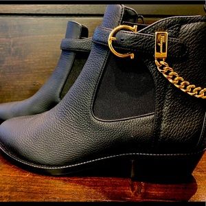 Salvatore Ferragamo Gancini leather ankle booties